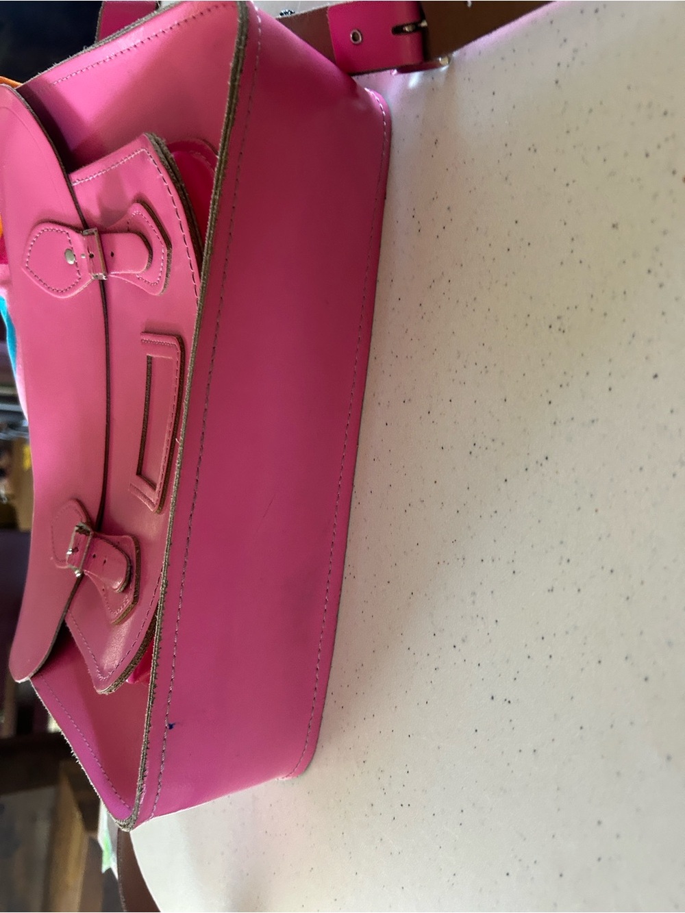 Pink Leather Cambridge Satchel Company Shoulder Bag - Women's Crossbody - Picture 9 of 10